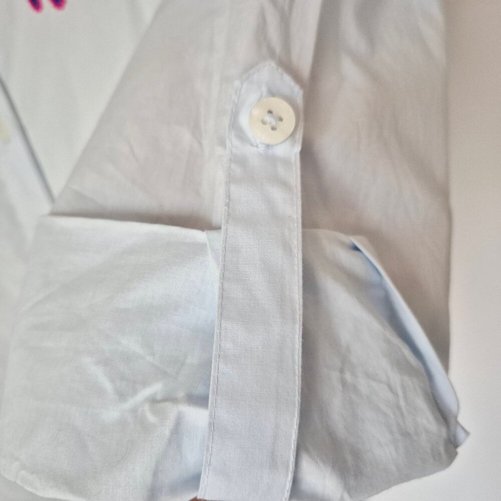 Maeve Light Blue Button-Down Shirt with Multicolor Cat Embroidered Appliqués - Picture 7 of 15